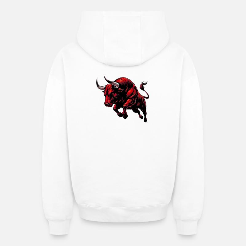 Taureau - Sweat à capuche unisexe zippé oversize épais SPREAD - blanc