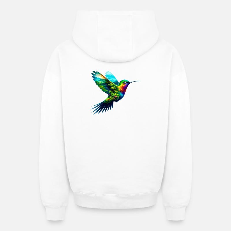 Colibri - Sweat à capuche unisexe zippé oversize épais SPREAD - blanc