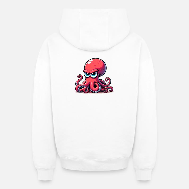 Pieuvre - Sweat à capuche unisexe zippé oversize épais SPREAD - blanc