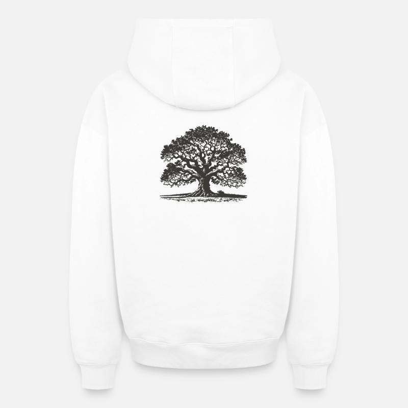 Chêne - Sweat à capuche unisexe zippé oversize épais SPREAD - blanc