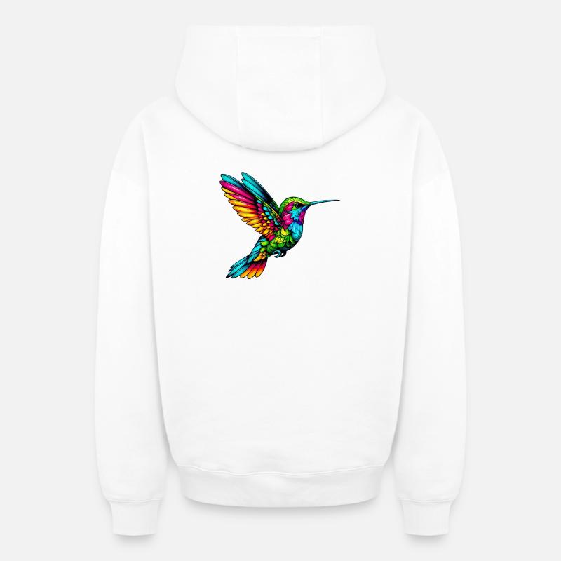 Colibri - Sweat à capuche unisexe zippé oversize épais SPREAD - blanc