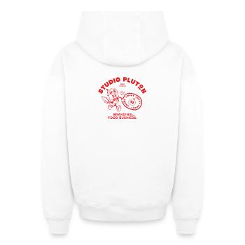 Studio Pluton - 2024 Edition (red) - Oversized Heavyweight Unisex Zip Hoodie - white - Back - AI Model Male 178 light (178cm)