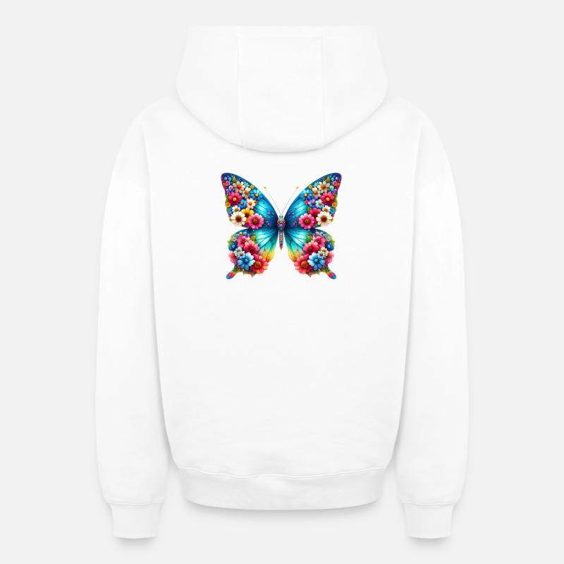 Papillon - Sweat à capuche unisexe zippé oversize épais SPREAD - blanc