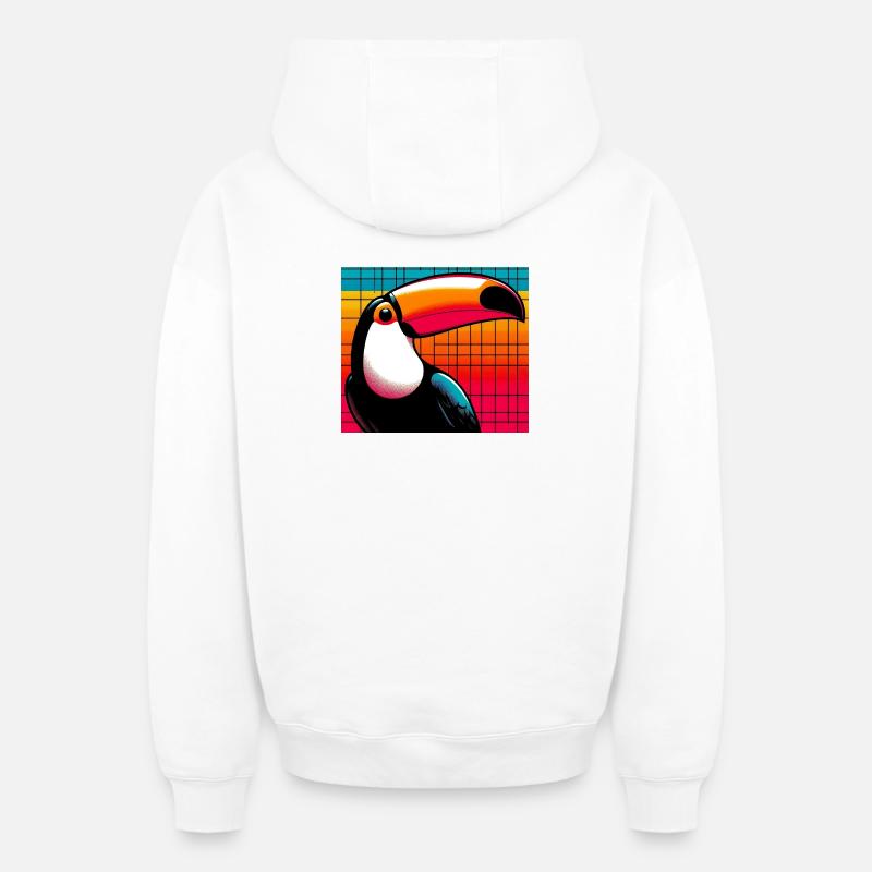 toucan - Sweat à capuche unisexe zippé oversize épais SPREAD - blanc