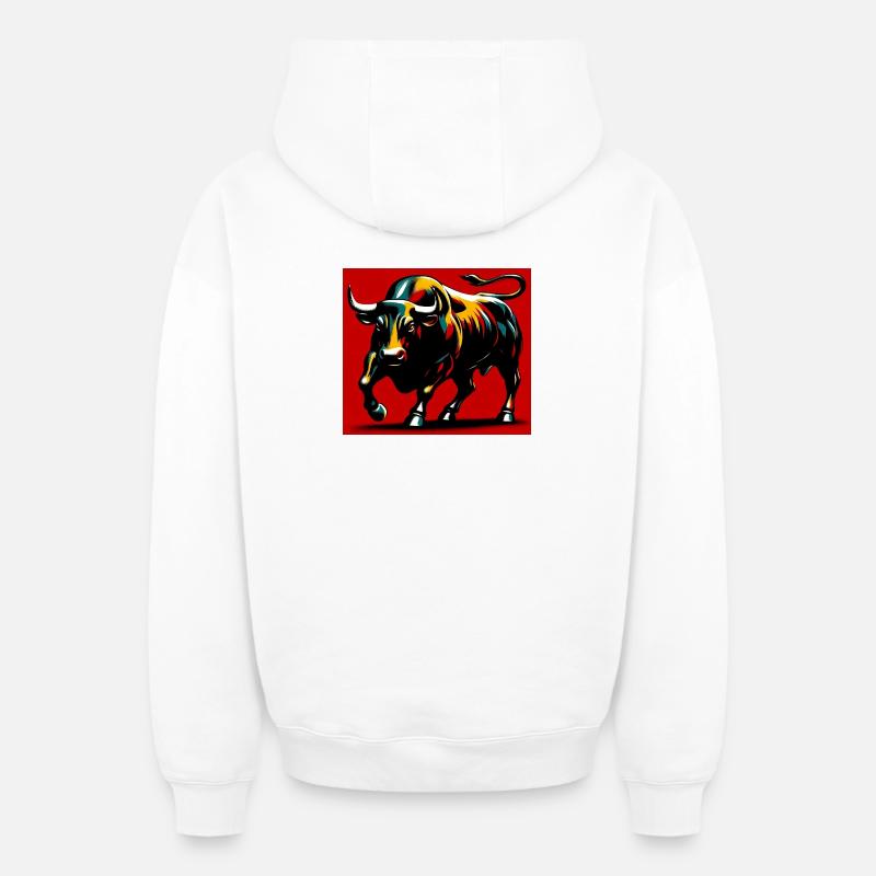 taureau - Sweat à capuche unisexe zippé oversize épais SPREAD - blanc