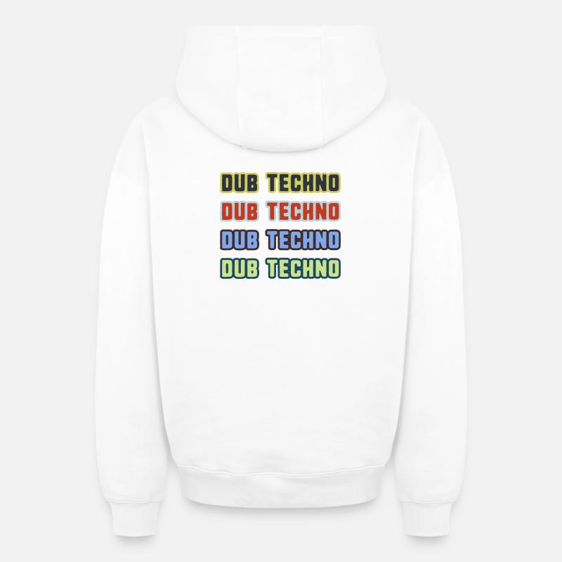 Dub Techno Kaléidoscope - Sweat à capuche unisexe zippé oversize épais SPREAD - blanc