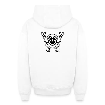 Frosch Kröte cool Sonnenbrille Victory Peace Hände - Oversized Heavyweight Unisex Zip Hoodie - Weiß - Hinten - AI Model Male 178 light (178cm)