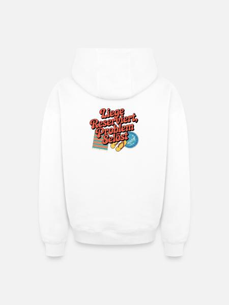 Lounger Reserved Problem solves funny beach - Oversized Heavyweight Unisex Zip Hoodie - white