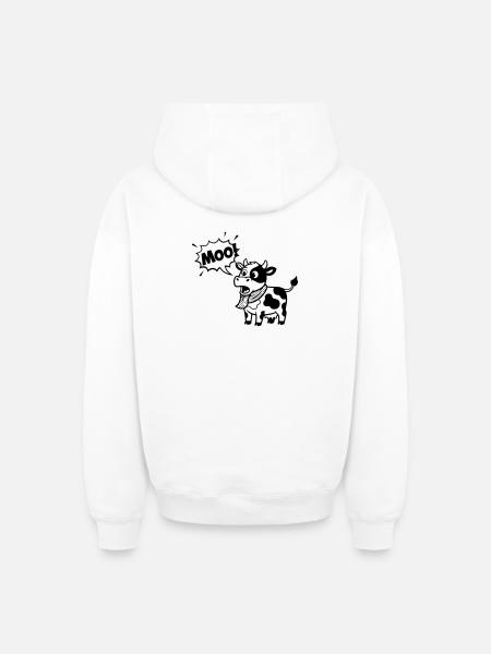 Funny Cow Moo Comic Speech Bubble - Oversized Heavyweight Unisex Zip Hoodie - white