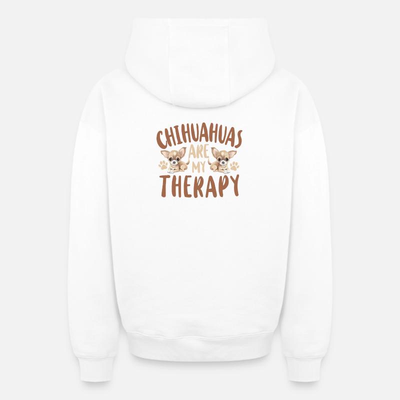 Chihuahua Chihuahueño Chihuahuas - Sweat à capuche unisexe zippé oversize épais SPREAD - blanc