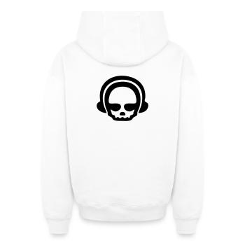 Casque crâne 1Clr - Sweat à capuche unisexe zippé oversize épais SPREAD - blanc - Dos - AI Model Male 178 light (178cm)