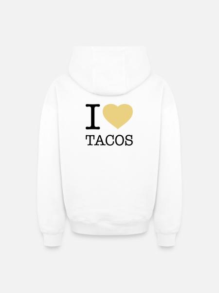 I LOVE TACOS - Oversized Heavyweight Unisex Zip Hoodie - white