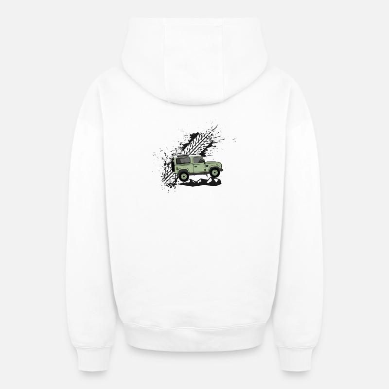 Defender 90 Splash - Sweat à capuche unisexe zippé oversize épais SPREAD - blanc