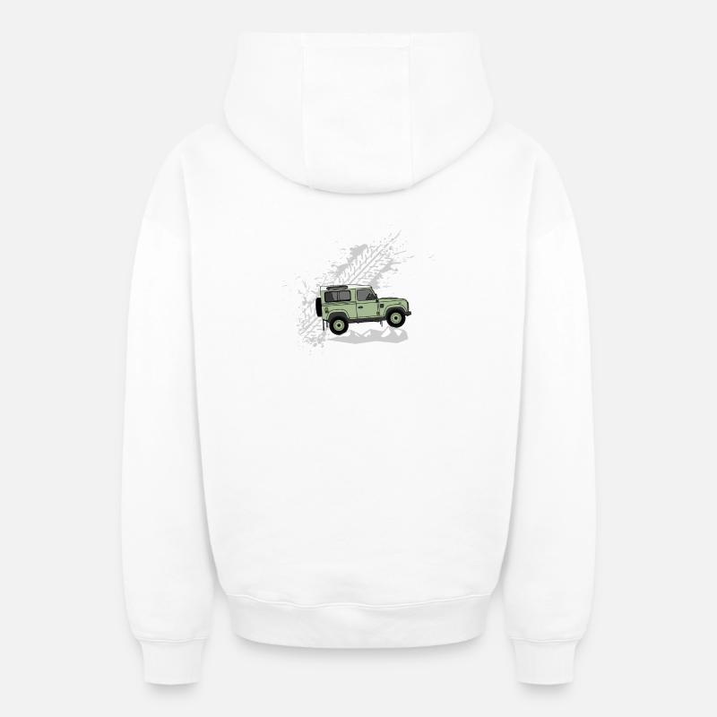 Defender 90 Splash - Sweat à capuche unisexe zippé oversize épais SPREAD - blanc