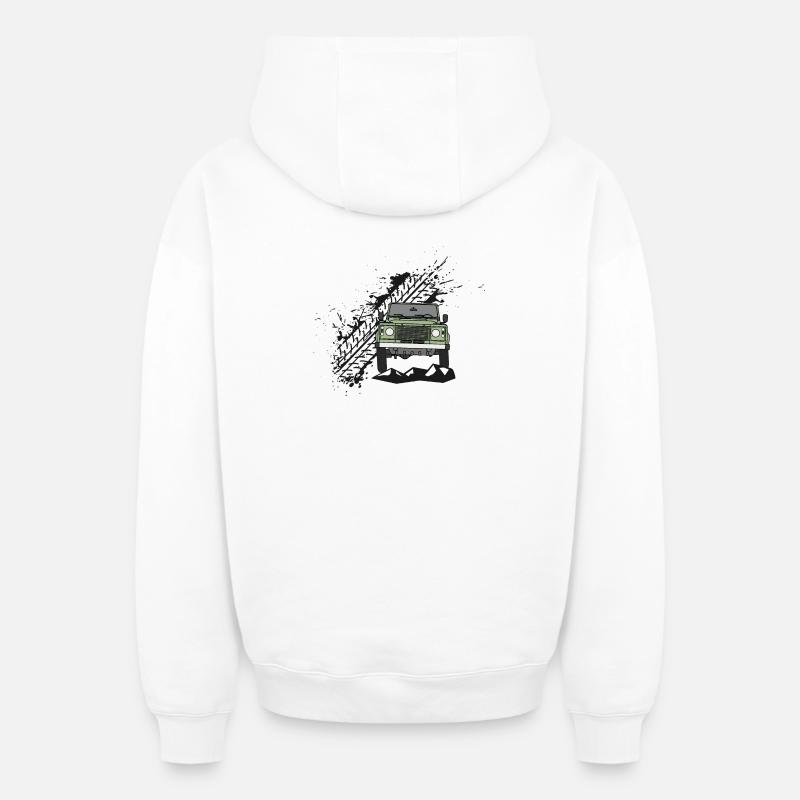 Defender Splash Front - Oversized Heavyweight Unisex Zip Hoodie - Weiß