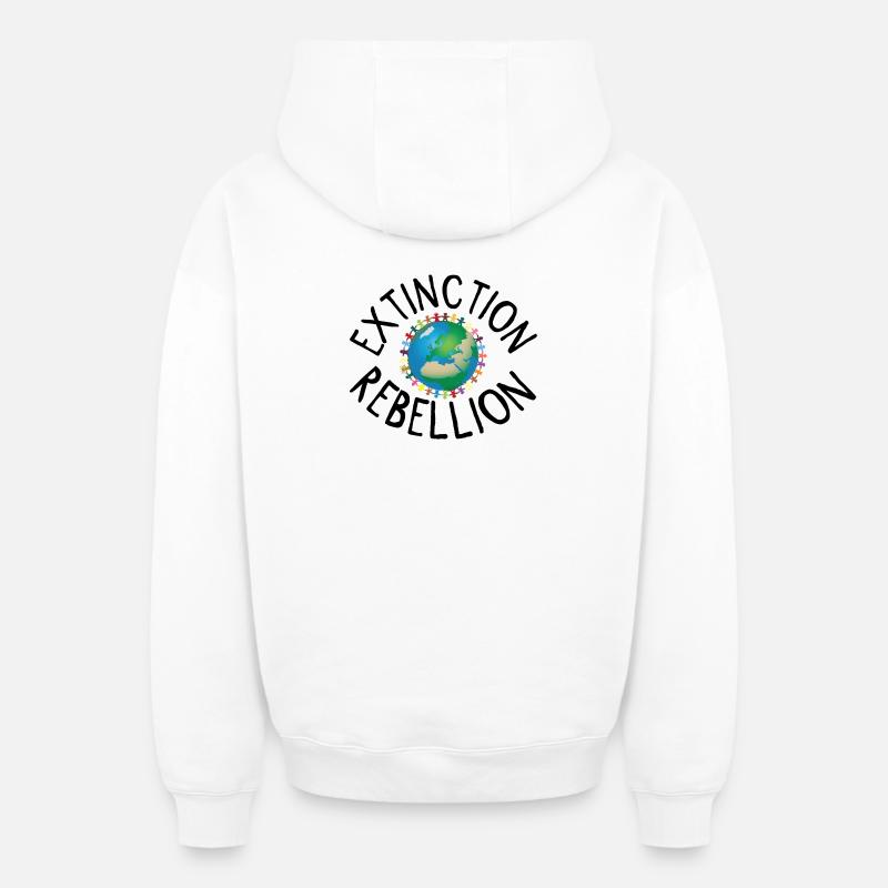 Extinction Rebellion Collier Humain noir - Sweat à capuche unisexe zippé oversize épais SPREAD - blanc