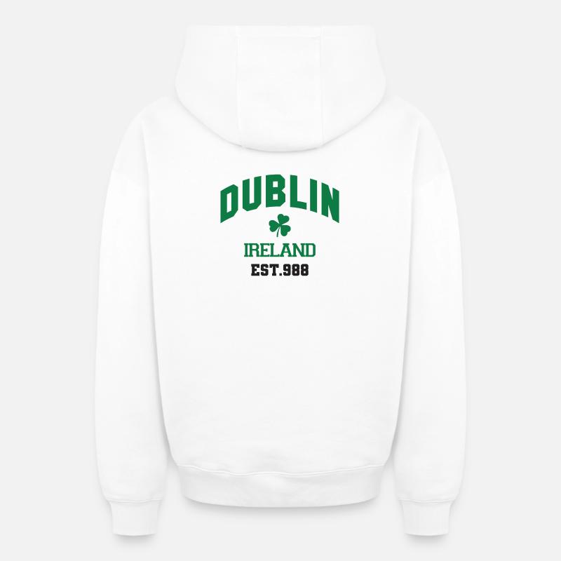 Dublin - Irlande - Sweat à capuche unisexe zippé oversize épais SPREAD - blanc