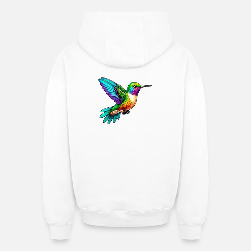 Colibri - Sweat à capuche unisexe zippé oversize épais SPREAD - blanc