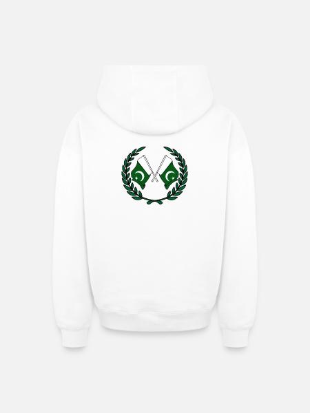 Flags Pakistan in laurel wreath - Oversized Heavyweight Unisex Zip Hoodie - white