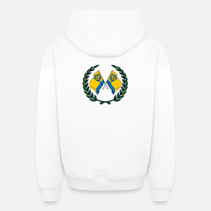 Drapeaux Opole couronne de laurier - Sweat à capuche unisexe zippé oversize épais SPREAD - blanc