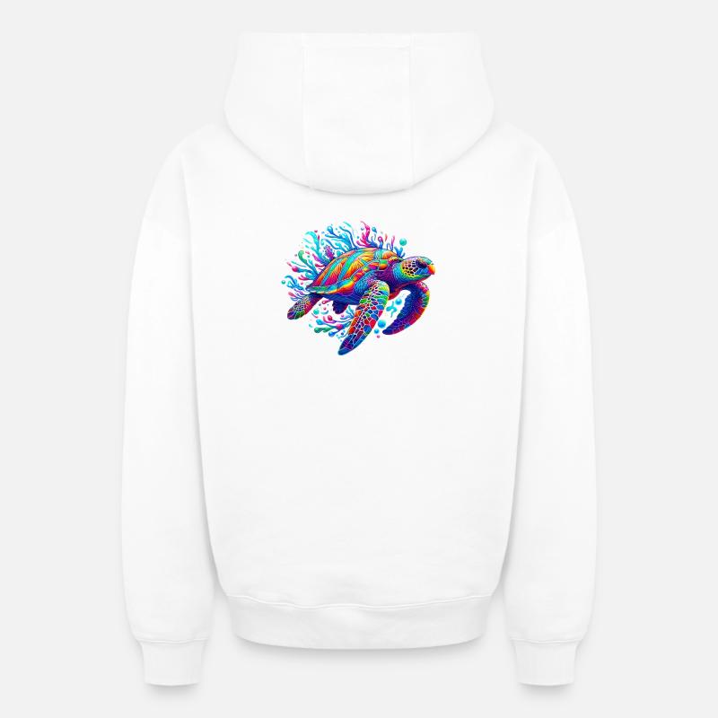Tortue - Sweat à capuche unisexe zippé oversize épais SPREAD - blanc