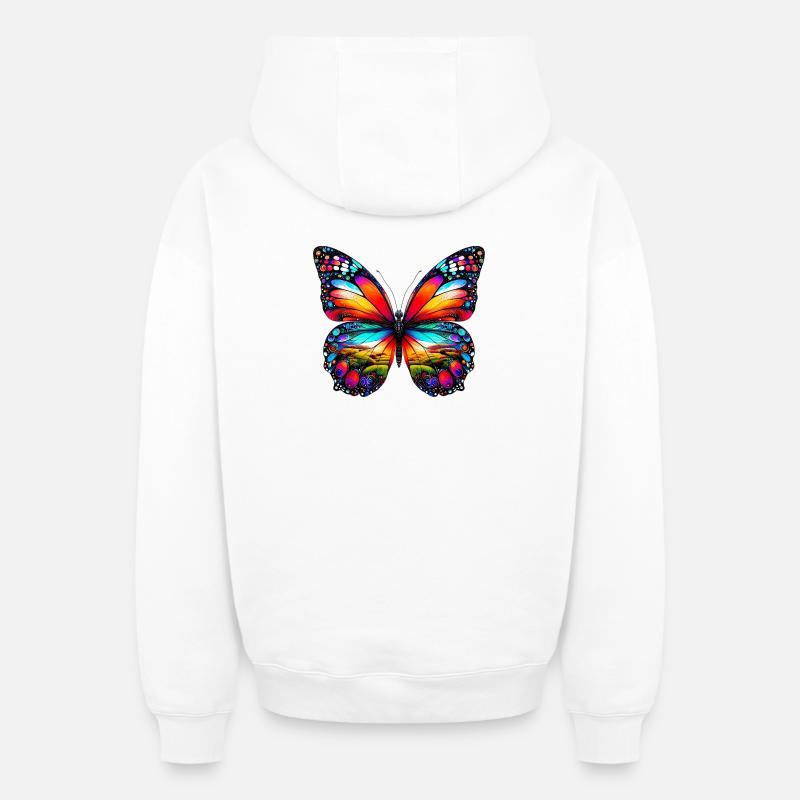 Papillon - Sweat à capuche unisexe zippé oversize épais SPREAD - blanc