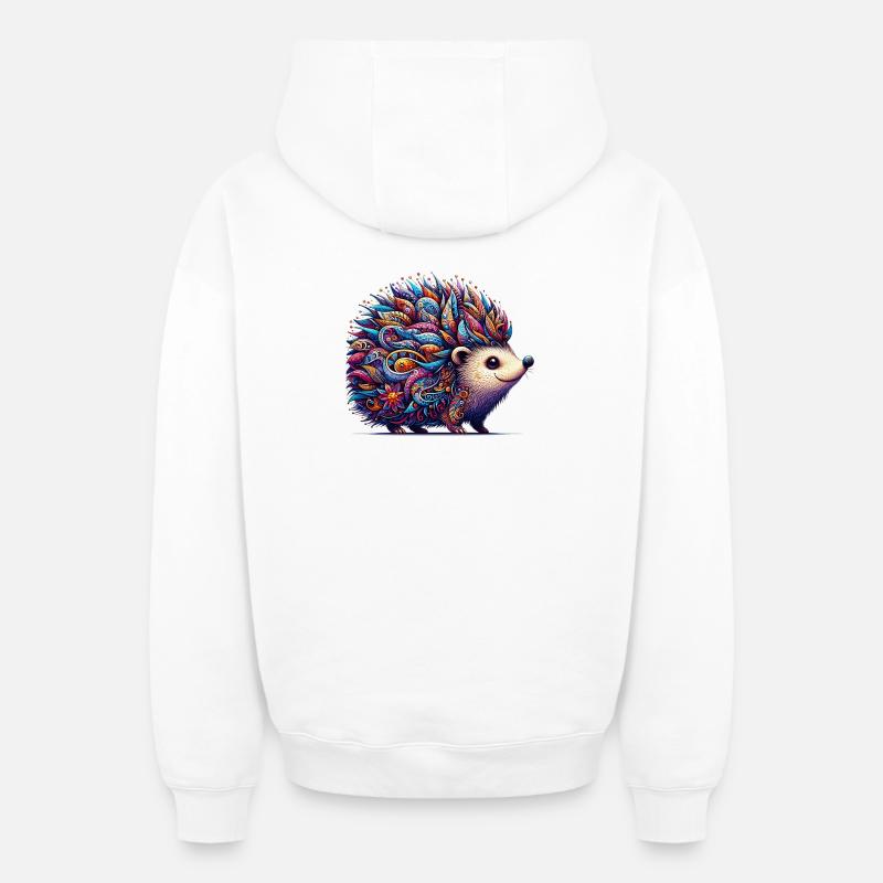 Hérisson - Sweat à capuche unisexe zippé oversize épais SPREAD - blanc
