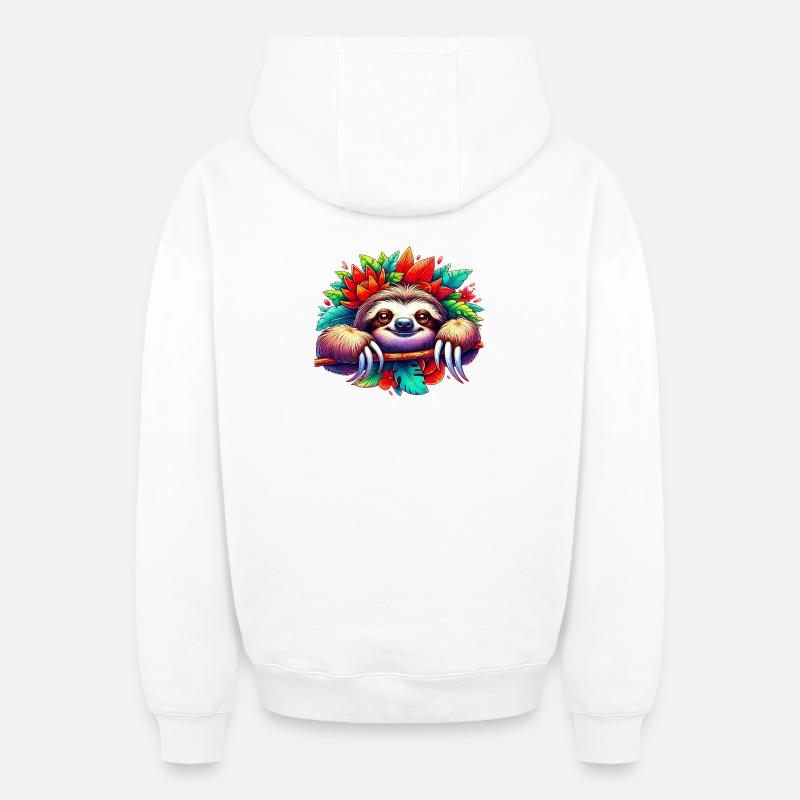 Paresse - Sweat à capuche unisexe zippé oversize épais SPREAD - blanc