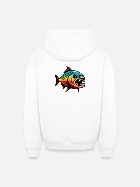 Piranha - Oversized Heavyweight Unisex Zip Hoodie - white