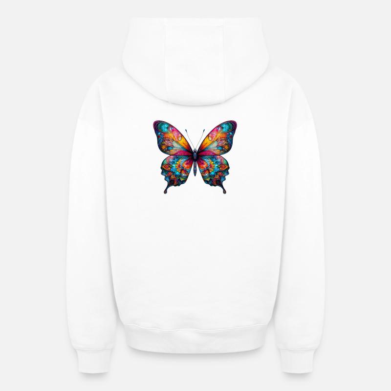 Papillon - Sweat à capuche unisexe zippé oversize épais SPREAD - blanc