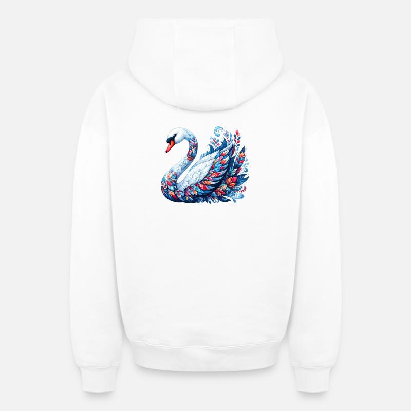 Cygne - Sweat à capuche unisexe zippé oversize épais SPREAD - blanc
