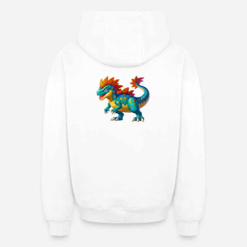 Dinosaure - Sweat à capuche unisexe zippé oversize épais SPREAD - blanc