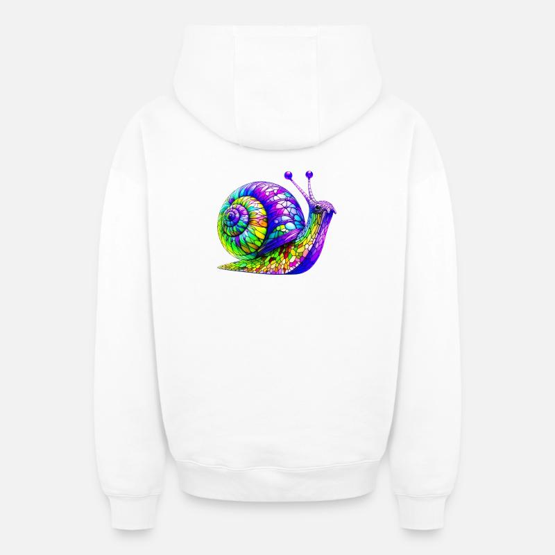 Escargot - Sweat à capuche unisexe zippé oversize épais SPREAD - blanc