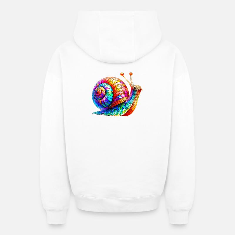Escargot - Sweat à capuche unisexe zippé oversize épais SPREAD - blanc