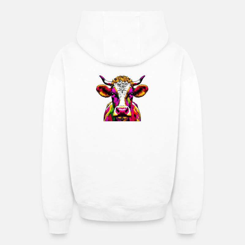 Vache - Sweat à capuche unisexe zippé oversize épais SPREAD - blanc