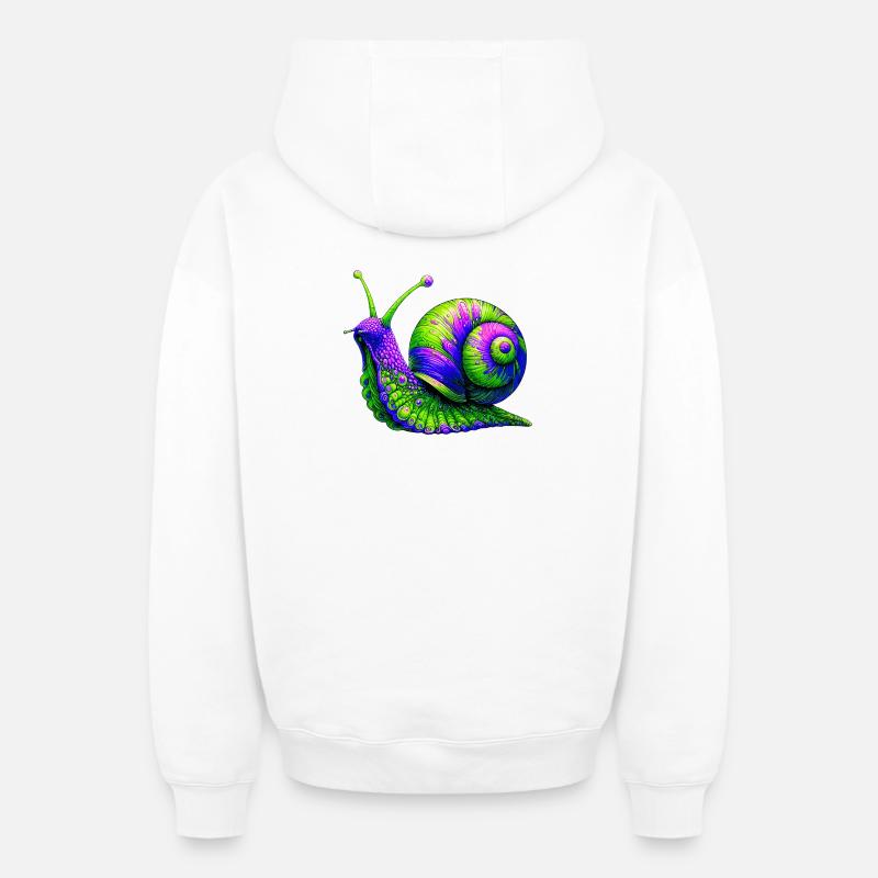 Escargot - Sweat à capuche unisexe zippé oversize épais SPREAD - blanc