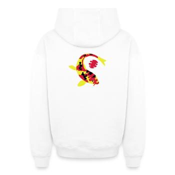 Abstract fish in bright colors - Oversized Heavyweight Unisex Zip Hoodie - white - Back - AI Model Male 178 light (178cm)