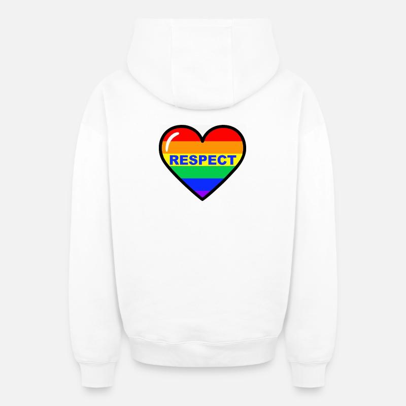 Respect Orgueil Cœur - Sweat à capuche unisexe zippé oversize épais SPREAD - blanc