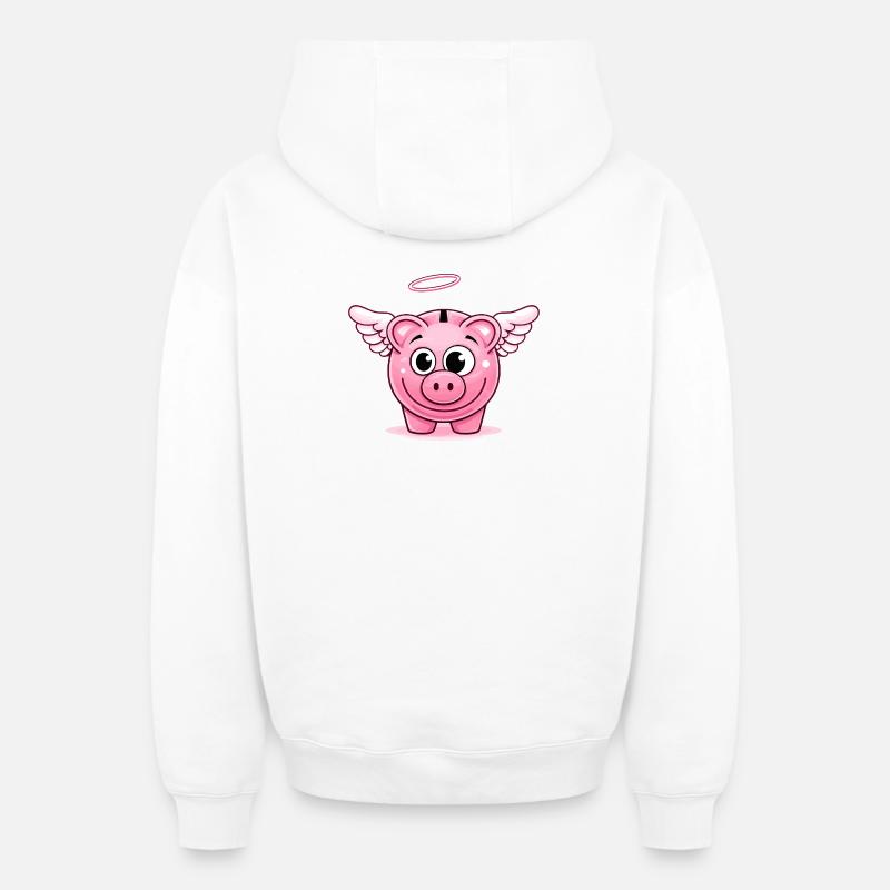 Tirelire mignonne avec des ailes - Sweat à capuche unisexe zippé oversize épais SPREAD - blanc