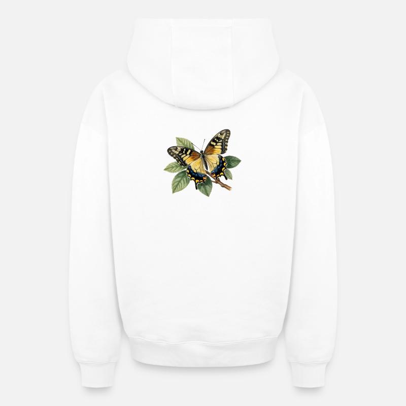Schwalbenschwanz oder Große Haarsträhne, Papilio machaon - Oversized Heavyweight Unisex Zip Hoodie - Weiß