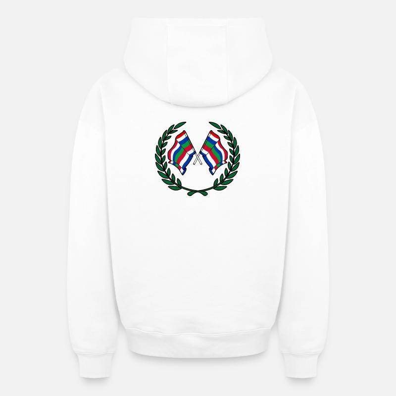 Schier Laurel Flags – Island Pride - Sweat à capuche unisexe zippé oversize épais SPREAD - blanc