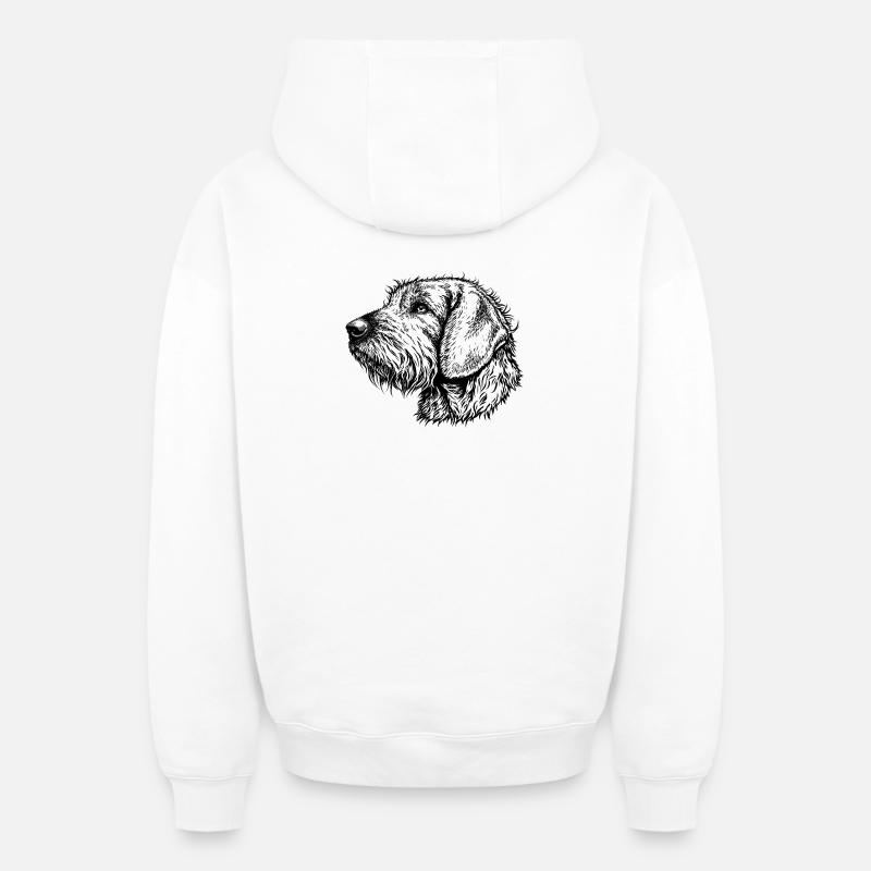 Styrian Bracke Portrait - Sweat à capuche unisexe zippé oversize épais SPREAD - blanc