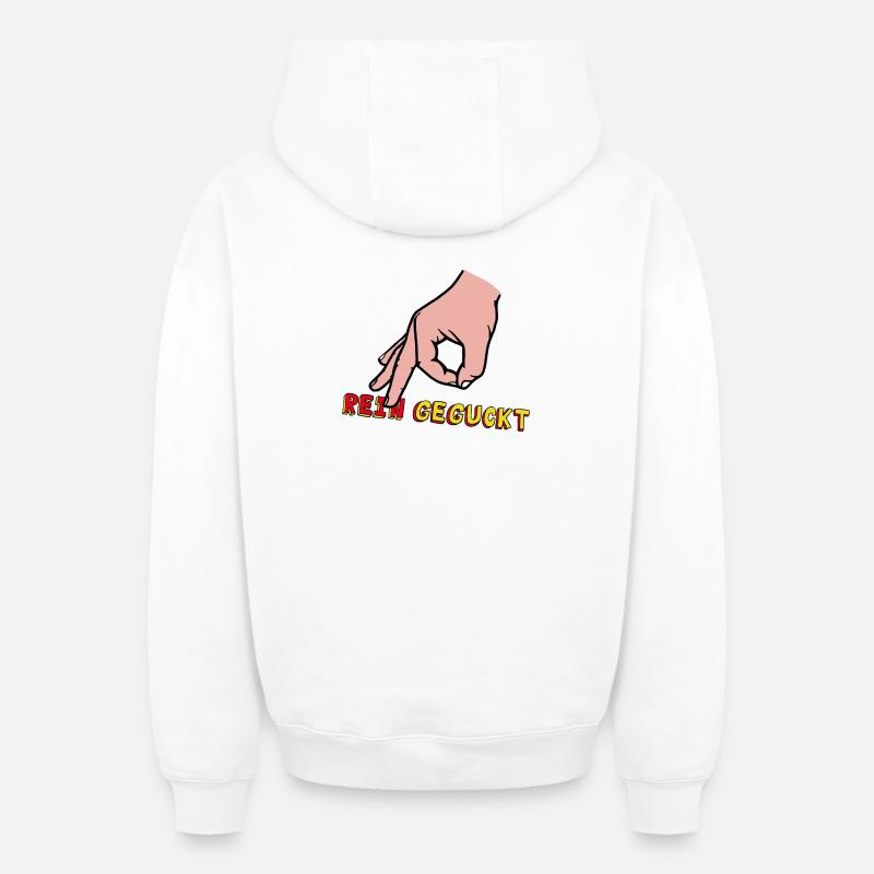 Comic-Hand Zeigefinger mit Retro Text - Oversized Heavyweight Unisex Zip Hoodie - Weiß