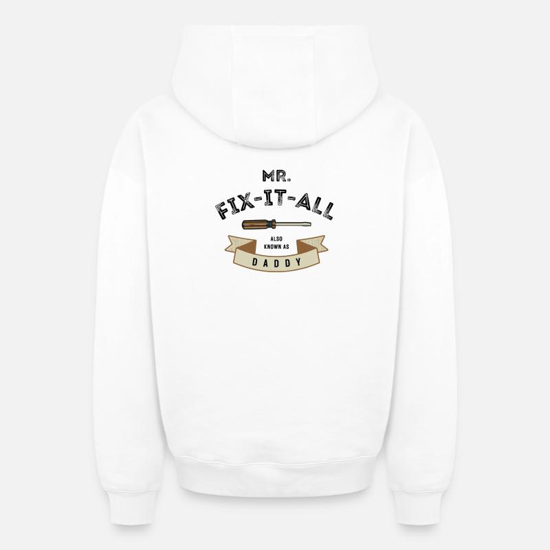 Je répare tout - Sweat à capuche unisexe zippé oversize épais SPREAD - blanc