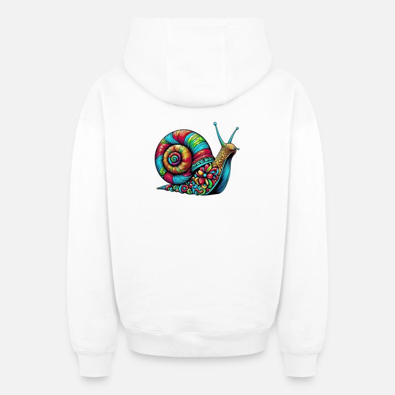 Escargot - Sweat à capuche unisexe zippé oversize épais SPREAD - blanc