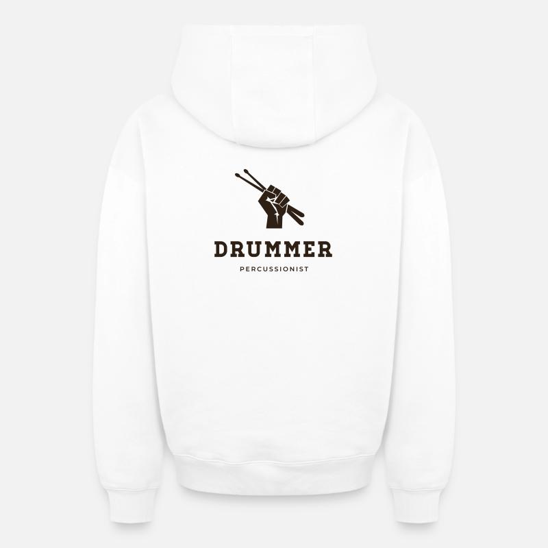 batteur, percussionniste - Sweat à capuche unisexe zippé oversize épais SPREAD - blanc