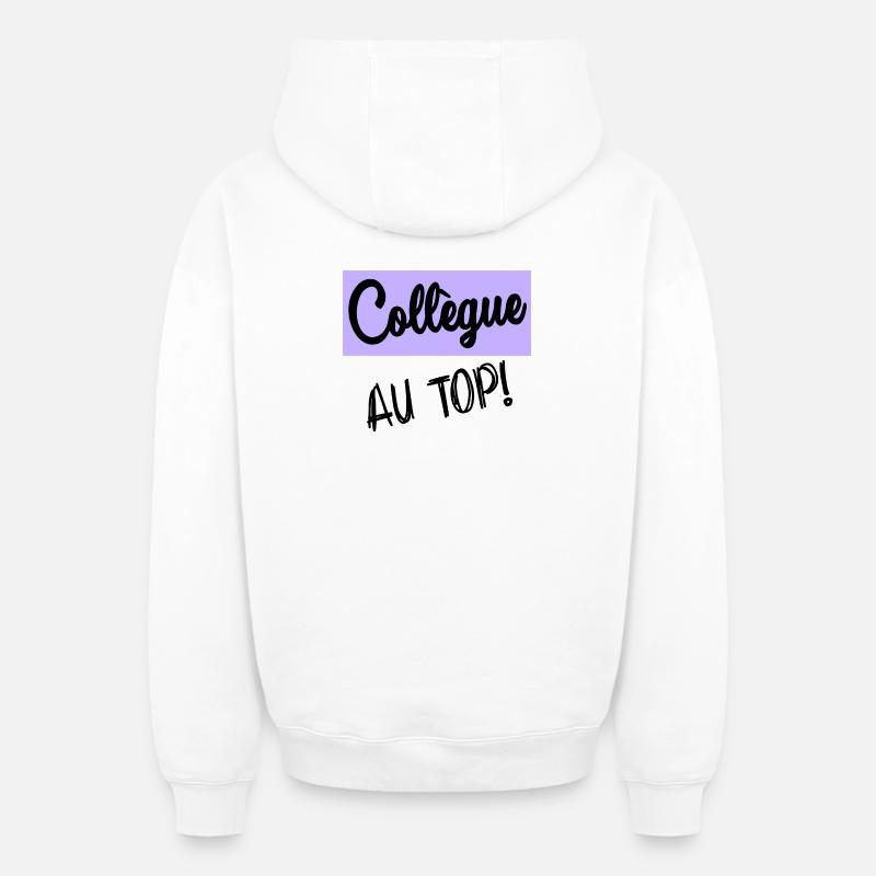 RETRAITE. COLLEGUE - Sweat à capuche unisexe zippé oversize épais SPREAD - blanc