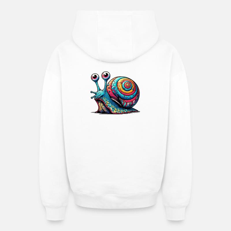Escargot - Sweat à capuche unisexe zippé oversize épais SPREAD - blanc