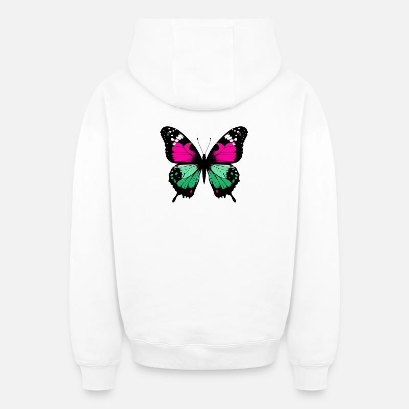 Papillon - Sweat à capuche unisexe zippé oversize épais SPREAD - blanc