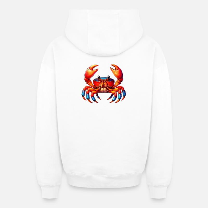 Crabe - Sweat à capuche unisexe zippé oversize épais SPREAD - blanc